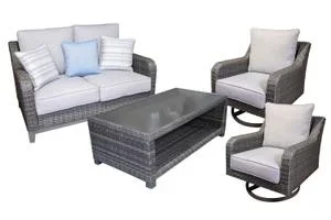 Outdoor Loveseat and 2 Lounge Chairs With Coffee Table