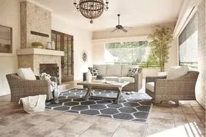 Outdoor Sofa and 2 Chairs With Coffee Table