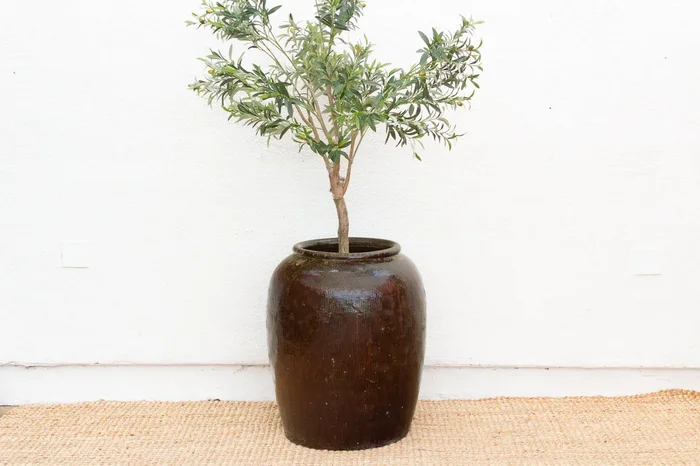 Oversized Asian Rich Brown Stoneware Vessel (Trade)