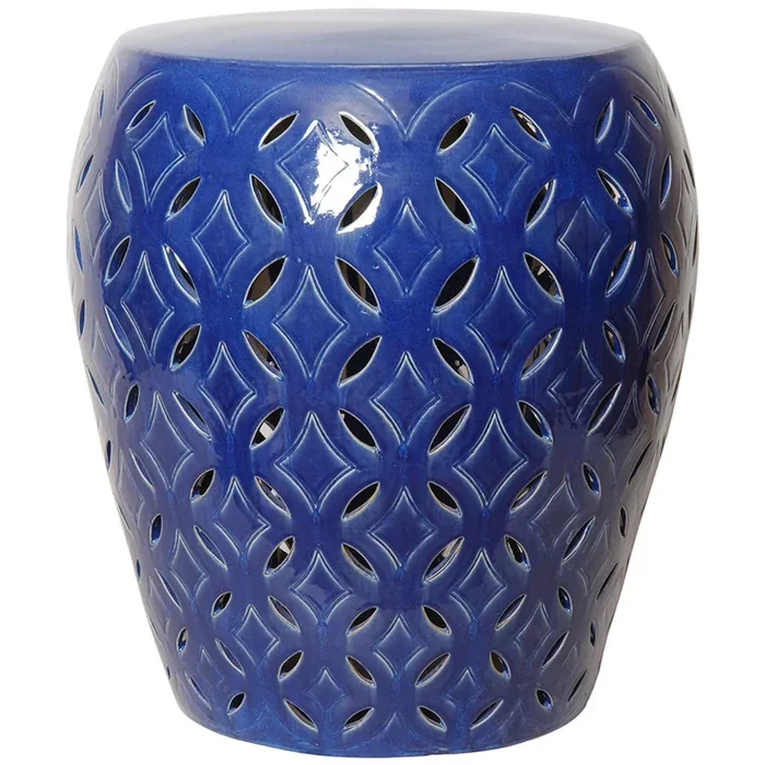 Oversized Lattice Garden Stool – Blue
