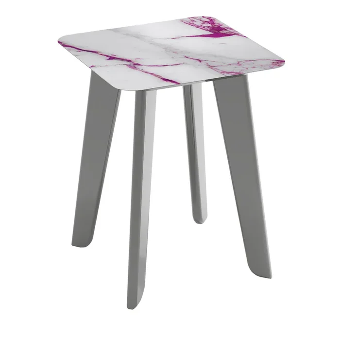 Owen Tall Square Side Table with Pink and White Top
