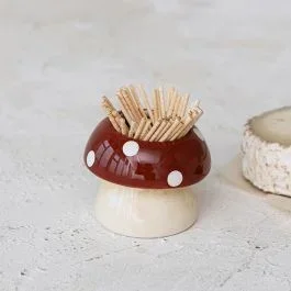 Painted Mushroom Toothpick Holder Set of 3