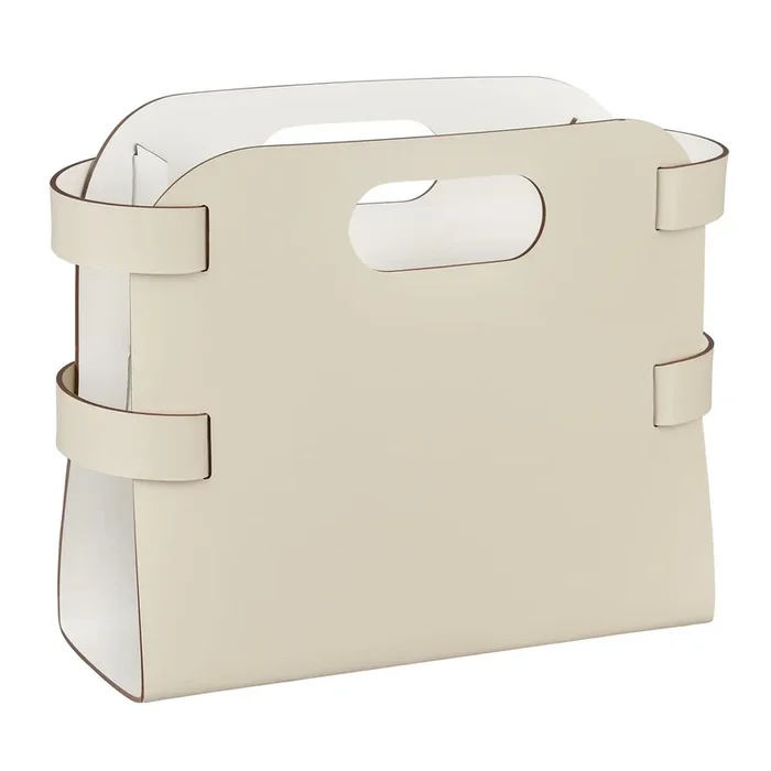Panna Cotta & White Leather Magazine Holder