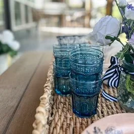 Patina Vie French Colored Remis Blue Tumbler Set of 6 by Antique Farm House