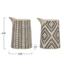 Patterned Stoneware Creamer Set of 2