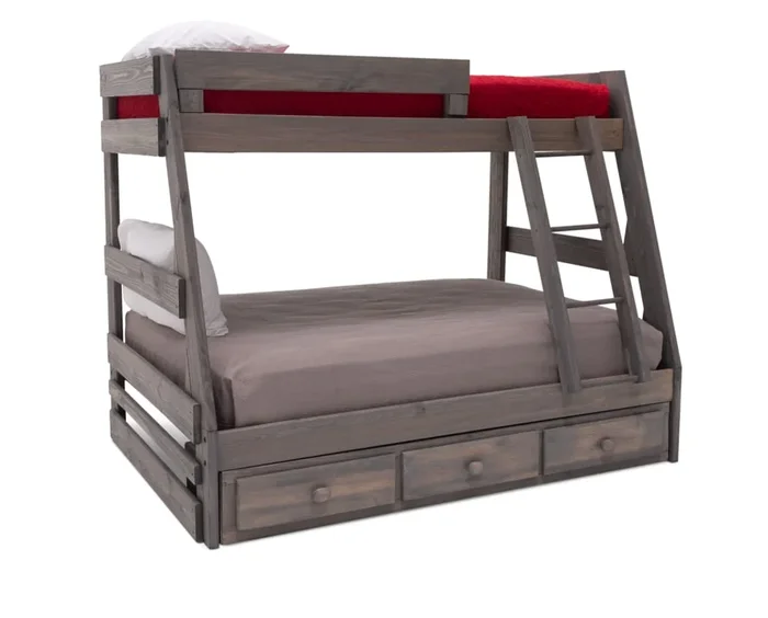 Picket Twin-Full Bunk Bed with Underdresser