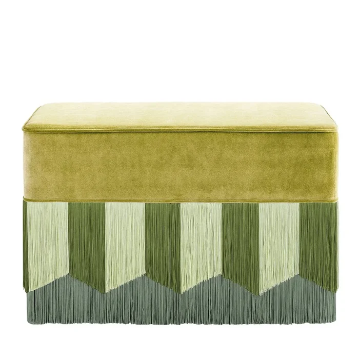 Plissé Rectangular Acid Yellow Velvet Bench