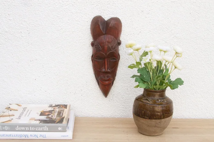 Polished Brown African Mask Wall Art (Trade)