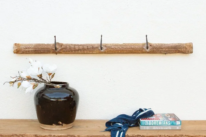 Primitive Carved Bleached Wood Wall Art