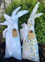 Primitive Cotton Fabric Bunny With Name Tag