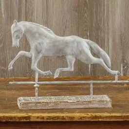 Primitive Horse Weathervane on Wood Base