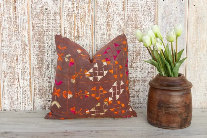 Prishna Antique Indian Folk Pillow Cover