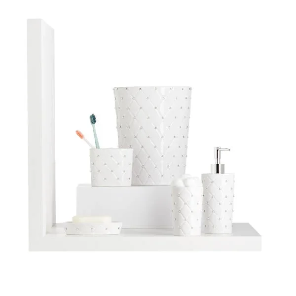 Providence White Quilted & Studded Bath Set