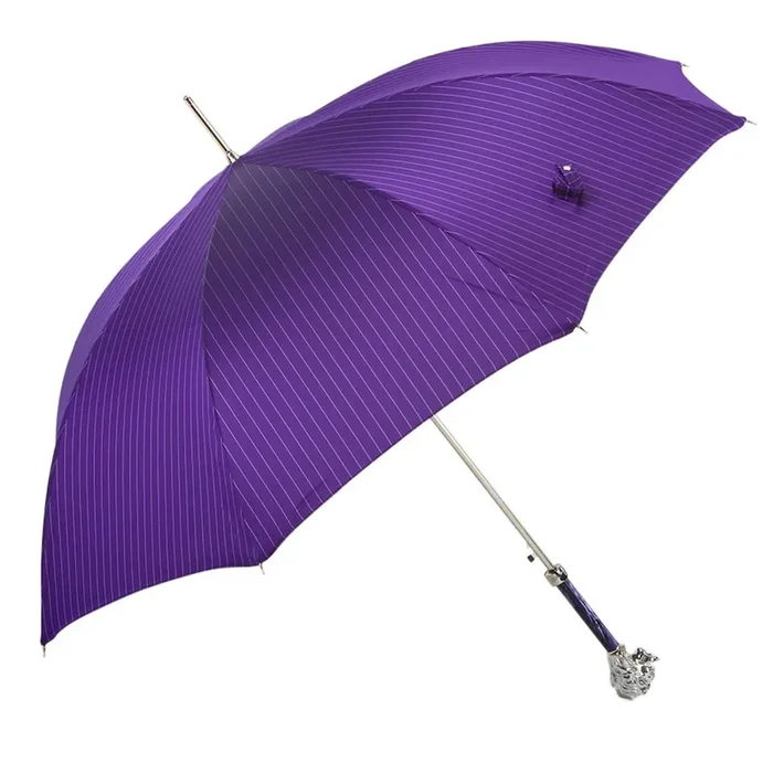Purple Silver Lion Handle Umbrella