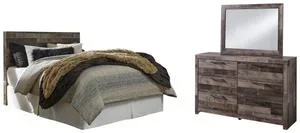 Queen/full Panel Headboard With Mirrored Dresser