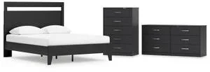 Queen Panel Platform Bed With Dresser and Chest