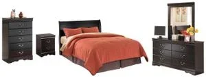 Queen Sleigh Headboard With Mirrored Dresser, Chest and Nightstand