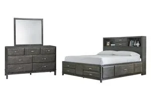Queen Storage Bed With 8 Storage Drawers With Mirrored Dresser