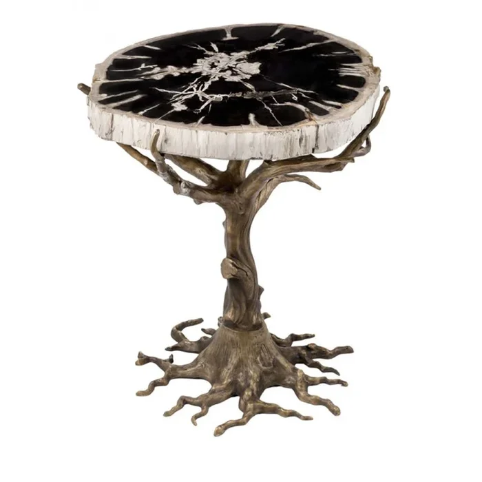 Quercia Side Table with Wood Fossil Top
