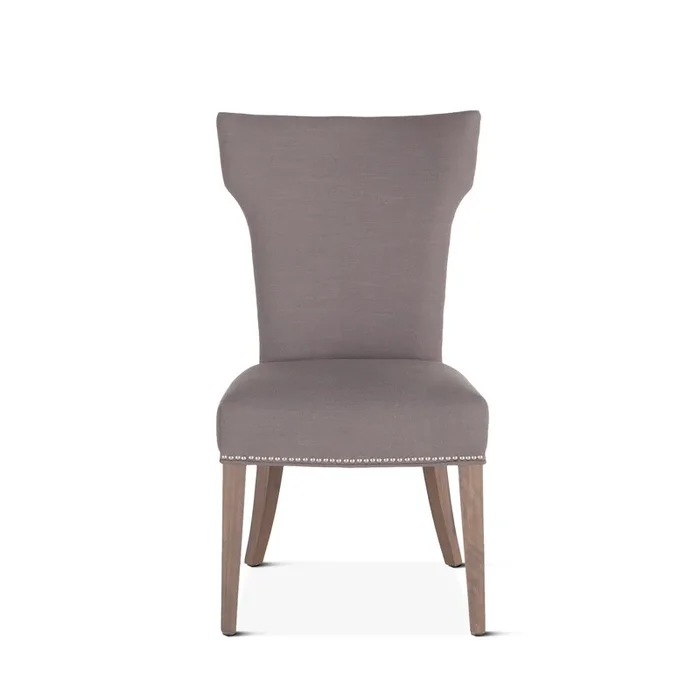 Quincy Dining Chairs in Gray Linen with Napoleon Leg