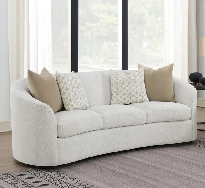 Rainn Boucle Upholstered Sloped Arm Sofa Latte