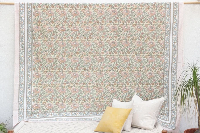 Rajastani Desert, Hand Blockprint Cotton Coverlet
