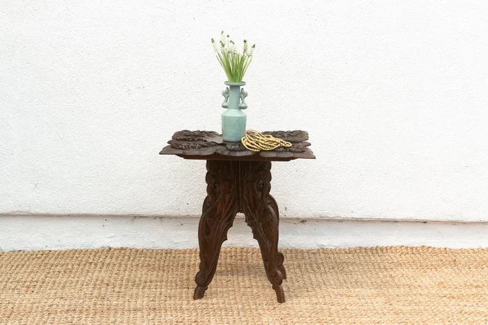 Rare Anglo Indian Finely Carved Side Table (Trade)
