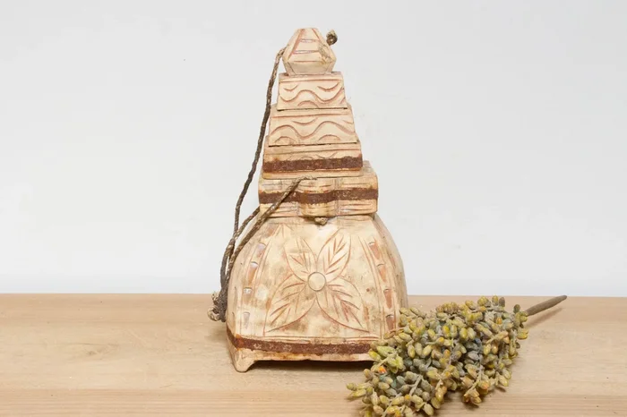 Rare Floral Carved Wooden Vessel (Trade)