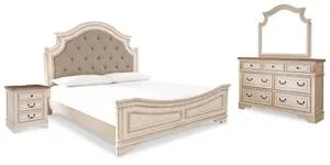 Realyn California King Panel Bed, Dresser, Mirror and Nightstand