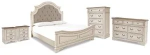 Realyn King Panel Bed, Dresser, Chest and 2 Nightstands