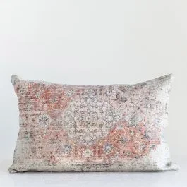 Rectangular Distressed Print Throw Pillow
