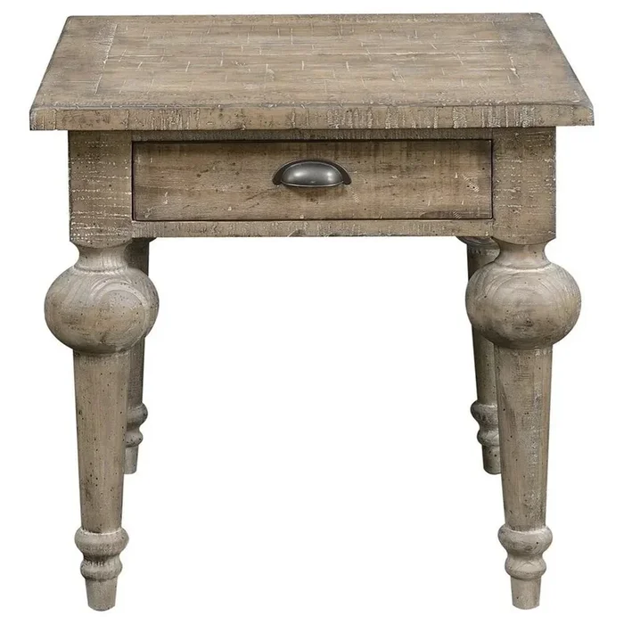 Relaxed Vintage End Table with Sandstone Finish
