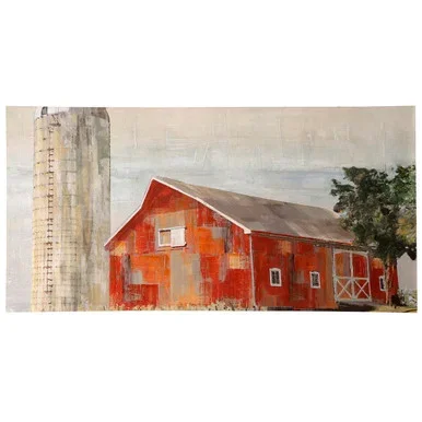 Retro Barn and Silo Canvas Wall Art