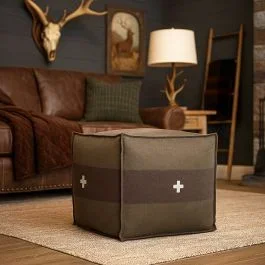 Retro Inspired Swiss Army Pouf