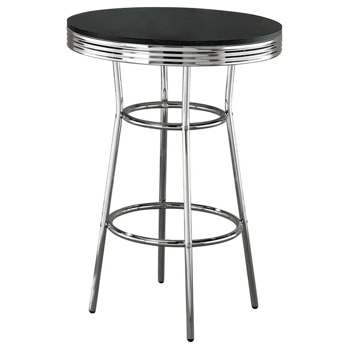 Retro Round 30-inch 1950’s Bistro Pub Height Bar Table Black