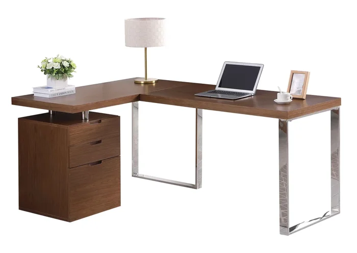 Reversible Wooden Home Office Desk w/ 3-Drawer Cabinet