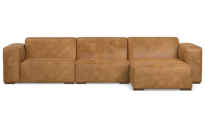 Rex 2 Seater Sofa and Right Chaise in Genuine Leather