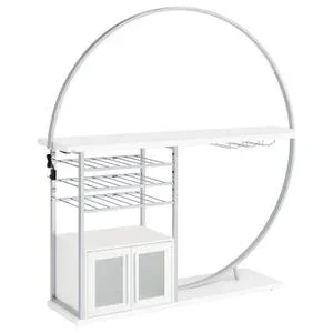 Risley 2-door Circular LED Wine Cabinet White High Gloss