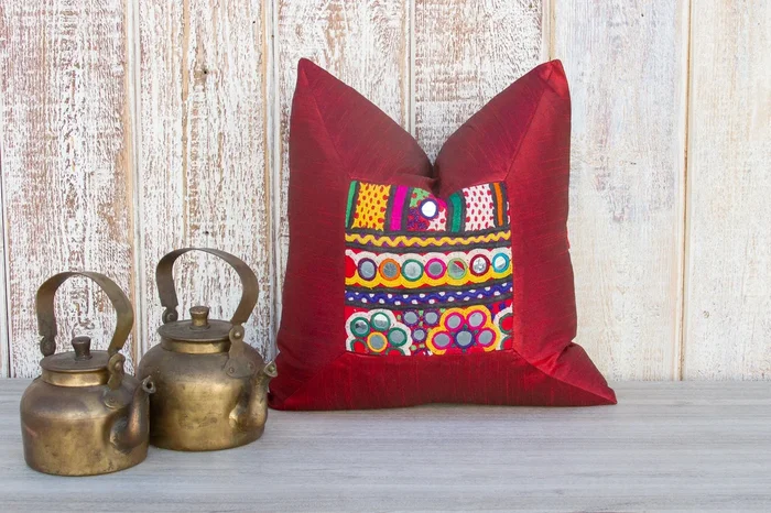 Rose Indian Silk Decorative Pillow Cover