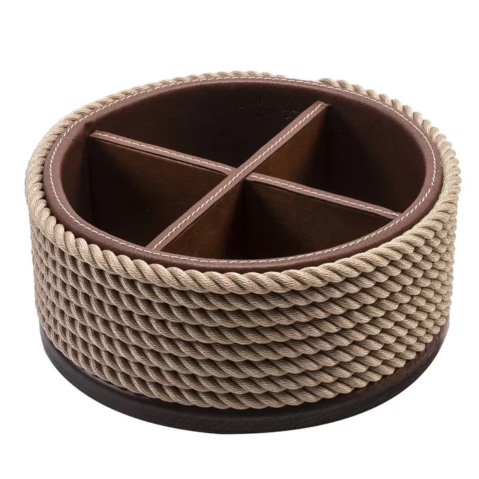 Round Beige 4-Section Caddy Tray