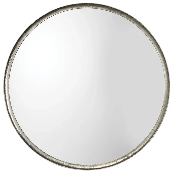 Round Silver Leaf Metal Wall Mirror