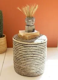 Round Woven Jute Pouf
