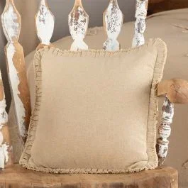 Ruffled Burlap Throw Pillow