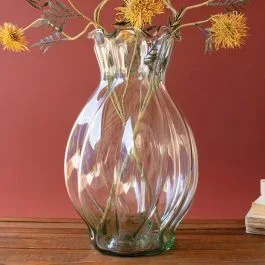 Ruffled Edge Glass Melon Vase