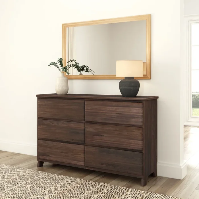 Rustic 6-Drawer Wide Dresser
