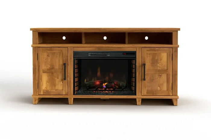 Rustic 65-Inch Fireplace Console