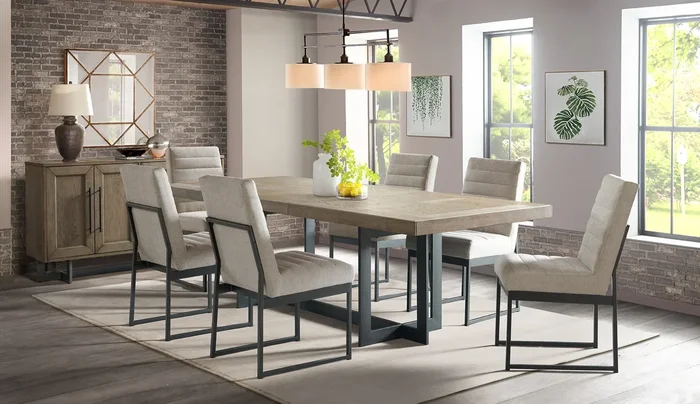 Rustic 7-Piece Table and Chair Set with Self-Storing Leaf