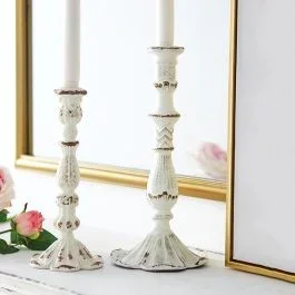 Rustic Elegance Distressed Candle Holders Set of 2
