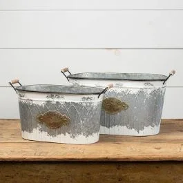 Rustic Garden Tub Planter Set of 2