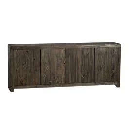 Rustic Stained 4 Door Sideboard Cabinet | SHIPS FREE